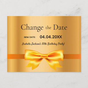 Verjaardagsfeest goud wijzigen van de datum briefkaart