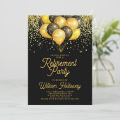 Verjaardagsfeest Goud Zwarte Ballonnen Zwart Kaart (Staand voorkant)