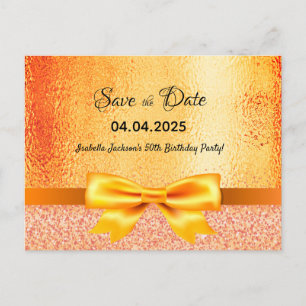 Verjaardagsfeest gouden boog save the date briefkaart