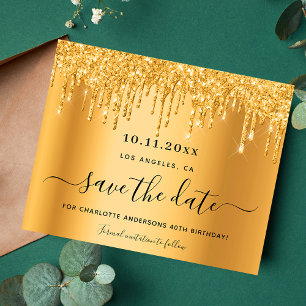 Verjaardagsfeest gouden glitters glazuur save the  flyer