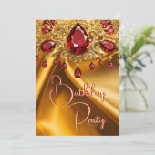 Verjaardagsfeest Gouden Zijde Ruby Rood juweel Kaart (Staand voorkant)