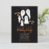 Verjaardagsfeest Halloween Ghosts & Candy Corn Kaart (Staand voorkant)