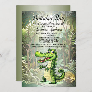 Verjaardagsfeest Happy Schattige Wild Crocodile Oe Kaart
