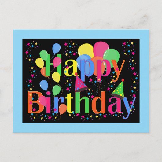 Verjaardagsfeest. Het is feesttijd! Briefkaart (Voorkant)