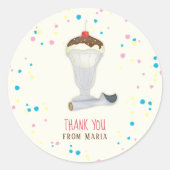 Verjaardagsfeest Ice Cream Sundae Dank u Ronde Sticker (Voorkant)