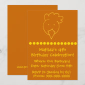 Verjaardagsfeest in de achtertuin van kip kaart (Voorkant / Achterkant)