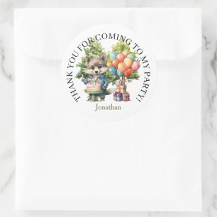Verjaardagsfeest in een Fantasiewaterverf Bos Ronde Sticker