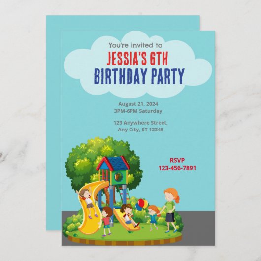 Verjaardagsfeest in het park kaart (Voorkant / Achterkant)