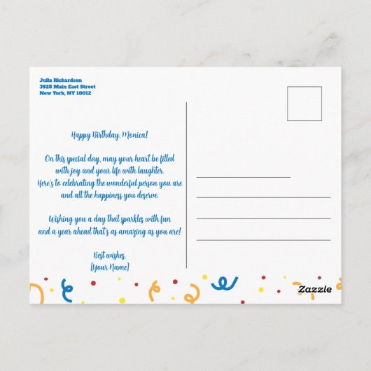 Verjaardagsfeest Kalenderpagina 25 september Briefkaart (Achterkant)