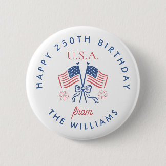 Verjaardagsfeest Knop van Amerika 250 jaar Ronde Button 5,7 Cm