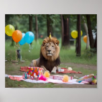 Verjaardagsfeest Leeuw Fotografie Achtergrond