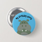 verjaardagsfeest leuk hippo " mijn verjaardagsfees ronde button 5,7 cm (Voorkant /achterkant)