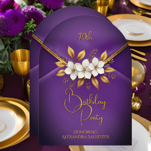 Verjaardagsfeest Lilac Bloemen Nepfluwelen Goud Kaart