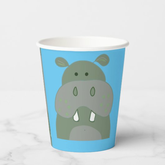 verjaardagsfeest met hippo papieren bekers (Achterkant)