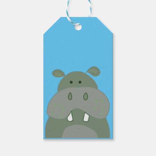 verjaardagsfeest met hippo zoo - thema cadeaulabel (Voorkant)