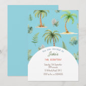 Verjaardagsfeest met leuke dinosaurussen uitnodigi kaart (Voorkant / Achterkant)