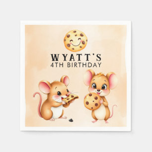 Verjaardagsfeest met muis- en koekjesthema servet