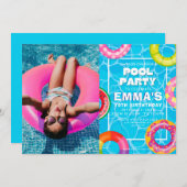 Verjaardagsfeest met poolfoto kaart (Voorkant / Achterkant)