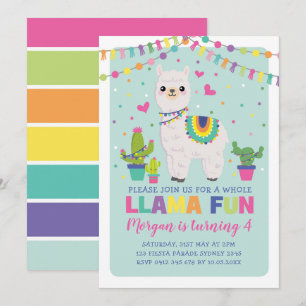 Verjaardagsfeest met regenboog alpaca en een schat kaart
