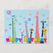 Verjaardagsfeest met regenboog Giraffes Briefkaart (Voorkant)