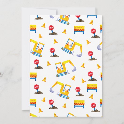 Verjaardagsfeest met veel plezier in de bouw bedankkaart (Achterkant)