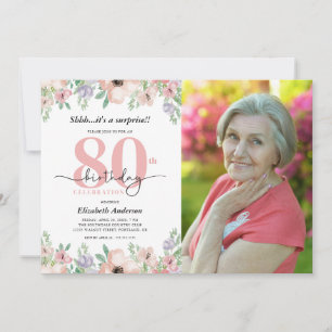 Verjaardagsfeest met verrassings- en elegante bloe kaart