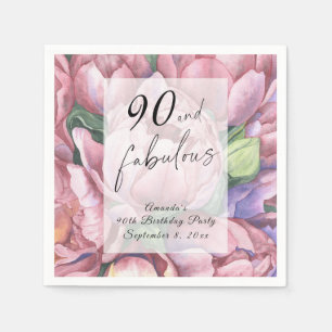 Verjaardagsfeest met vintage bloemmotief 90 jaar servet