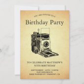Verjaardagsfeest met Vintage Camera Kaart (Voorkant)
