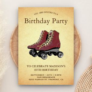 Verjaardagsfeest met Vintage Roller Skates Kaart