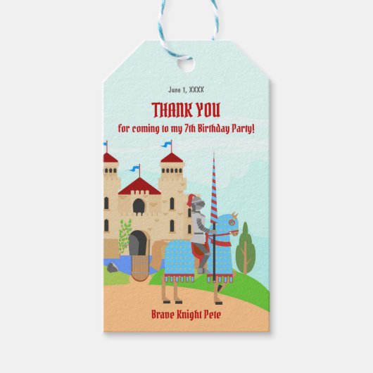 Verjaardagsfeest Middeleeuwse Ridders Toernooi Cadeaulabel (Voorkant)