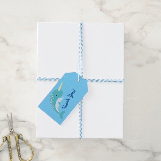 Verjaardagsfeest Narwhal Cadeaulabel (Met Touw)