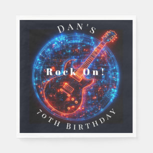 Verjaardagsfeest Neon Glow Rockgitaar Servet