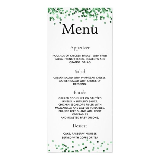 Verjaardagsfeest Programma Menu groen wit (Achterkant)