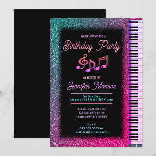 Verjaardagsfeest Rainbow Glitter Piano Kaart