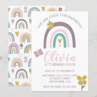 Verjaardagsfeest regenbogen en bloemen