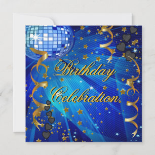 Verjaardagsfeest Retro Blauwe Disco Bal Kaart