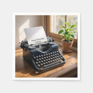 Verjaardagsfeest Retro Schrijfmachine bij een Raam Servet