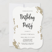 Verjaardagsfeest Rood en Wit Faux Goud Marmer Kaart (Voorkant)