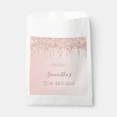 Verjaardagsfeest roos goud druipt roze bedankzakje (Voorkant)
