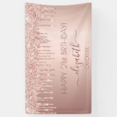 Verjaardagsfeest roos gouden roze druppels spandoek (Verticaal)