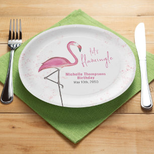 Verjaardagsfeest Roze Flamingo Custom Papieren Bordje