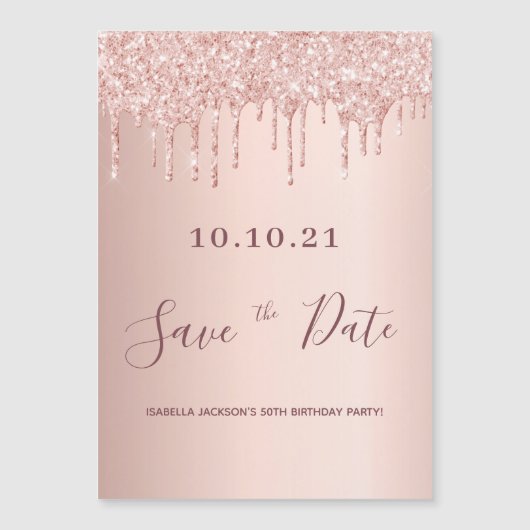 Verjaardagsfeest roze goud roze save the date (Voorkant)
