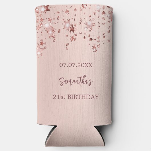 Verjaardagsfeest roze gouden sterren naam (Voorkant)