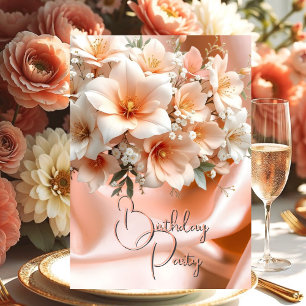 Verjaardagsfeest Silk Peach Roze Bloemen Kaart