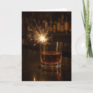 Verjaardagsfeest Sparkler In Een Glas Whiskey Kaart