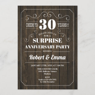 Verjaardagsfeest Surprise 30th Anniversary - Rusti Kaart