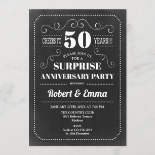 Verjaardagsfeest Surprise 50th - Schoolbord Kaart