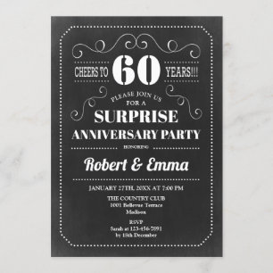 Verjaardagsfeest Surprise 60th - Schoolbord Kaart
