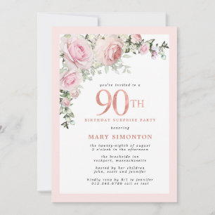 Verjaardagsfeest Surprise Party Blush Roze Bloemen Kaart