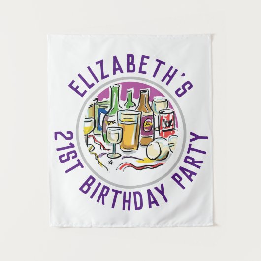 Verjaardagsfeest ter ere van je 21e verjaardag wandkleed (Voorkant)
